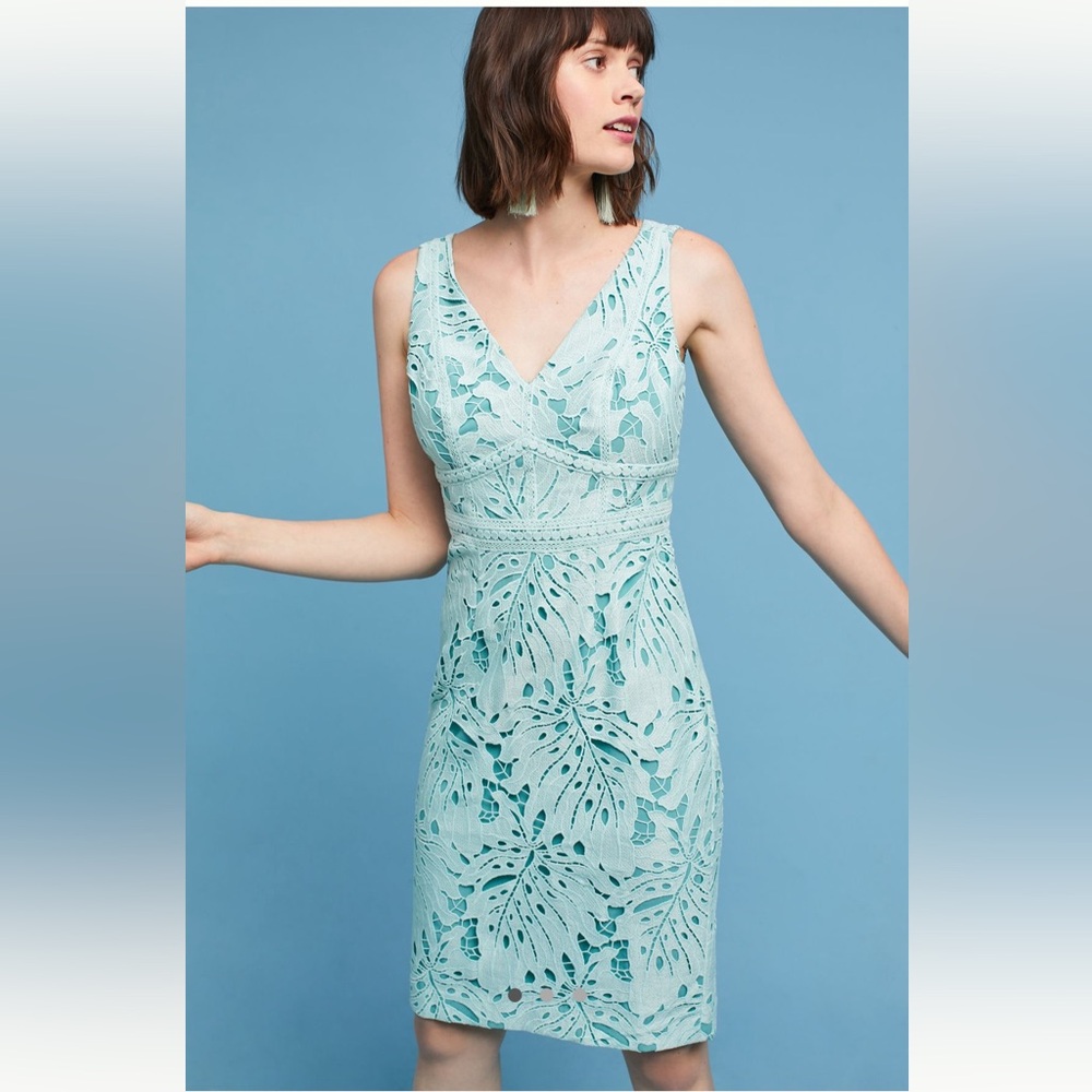 Anthropologie Maeve Gardenia Lace Column Dress